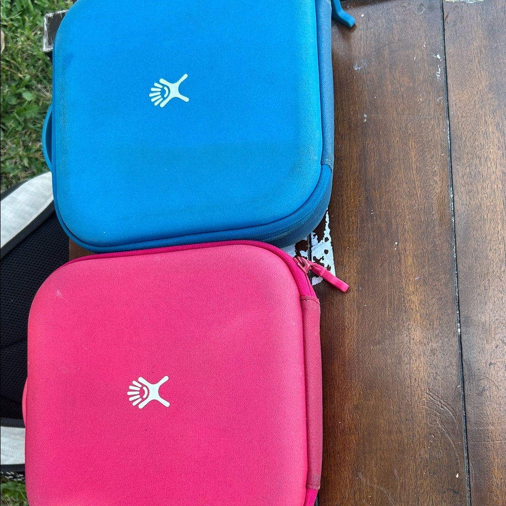 Hydro Flask Blue and Pink Storage Cases